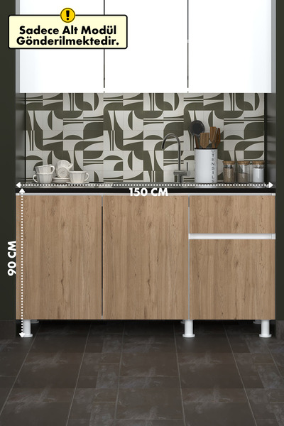 Fly Mobilya 150 CM POYRAZ MUTFAK ALT MODÜL EVYELİ