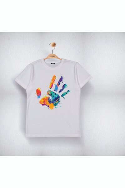 Cevval Дитячий футболка - розфарбований і з ручним принтом