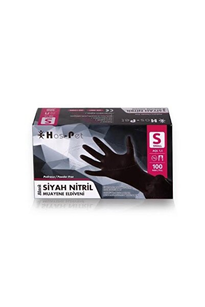 Has-Pet Siyah Nitril Eldiven 100'lü S Beden ** 1 PAKET***