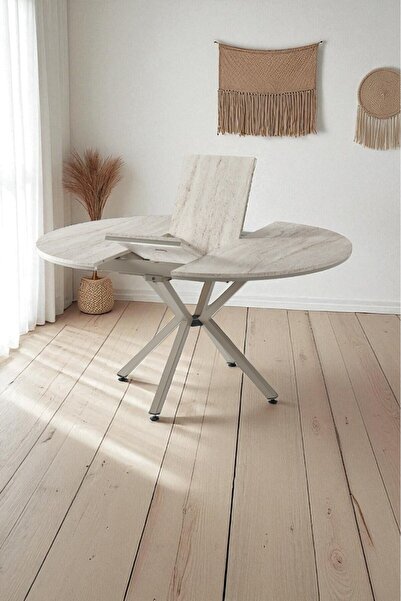 fursimo Arhor Serisi 160x120 Açılabilir Lak Panel Beyaz Mermer Desen Masa