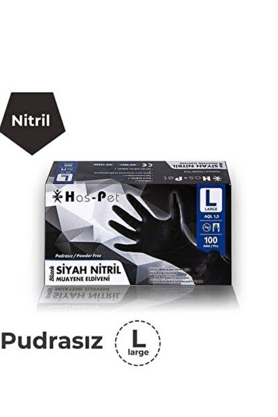 Has-Pet Haspet Black Nitrile Powder Free Gloves 100 Pcs Size L ** 1 Pack **