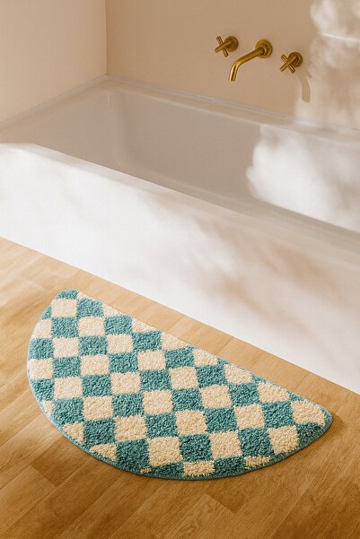 EUROBANO Dekoratif Ay Desenli Dama Kaymaz Taban 40x80 cm Paspas ChessMoon Kol...