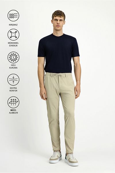 Kiğılı Techno-Line Super Slim Fit Extra Slim Fit Lycra Elastic Waist Drawstring Classic Fabric Pants