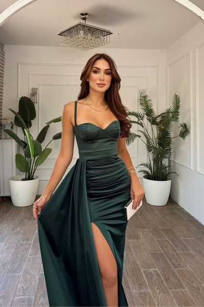 Sindimoda Yırtmaç Detay Kuyruklu Abiye
