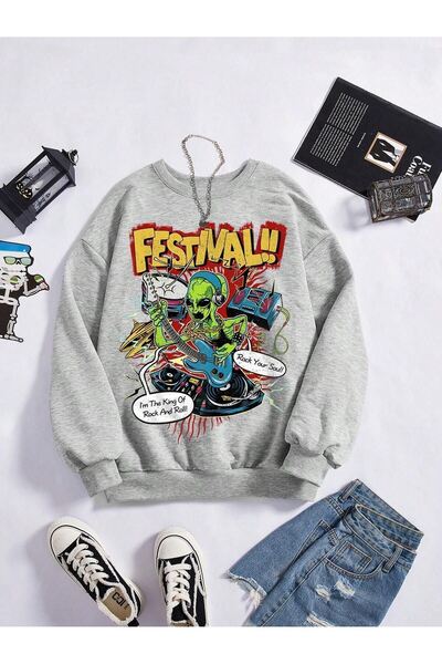 VBSVİBES crew neck oversize sweatshirt
