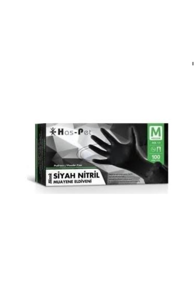 Has-Pet Haspet Black Nitrile Powder-Free Gloves Size m **1 Pack**