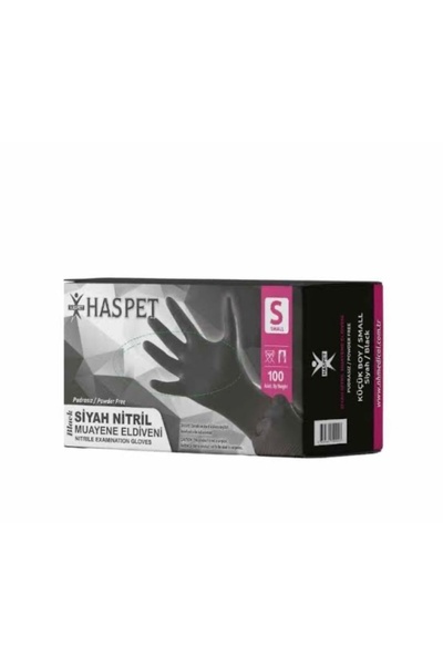 Has-Pet Haspet Black Nitrile Powder Free Gloves Size S ** 1 Pack **
