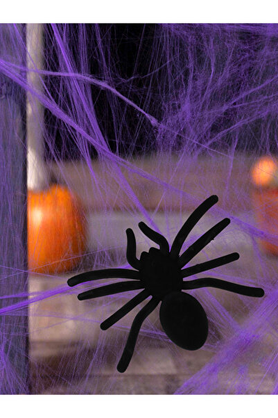Parti Adresi Cadılar Bayramı Flok Kaplama Örümcek Halloween Parti Dekoru Siya...