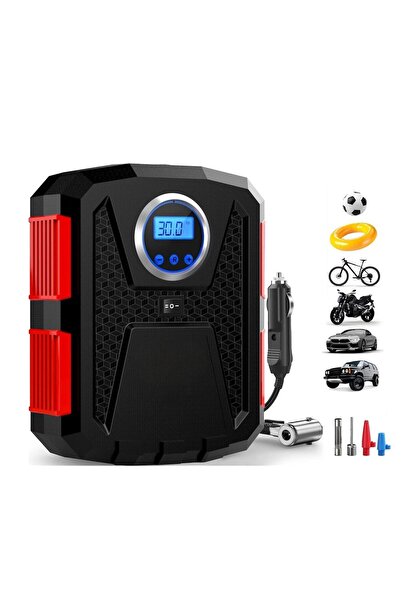 Enshall Araç Çakmaklık Uyumlu Kablolu Led Işıklı Araç Motor Bisiklet Top vs. Lastik Şişirme Hava Kompresörü