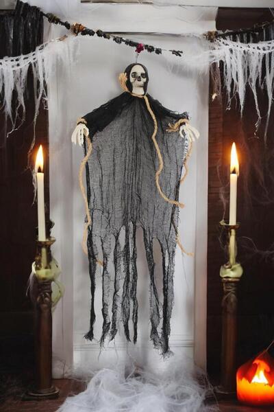 Parti Adresi Cadılar Bayramı Kuru Kafa İskelet Figürlü Asılabilir Halloween P...