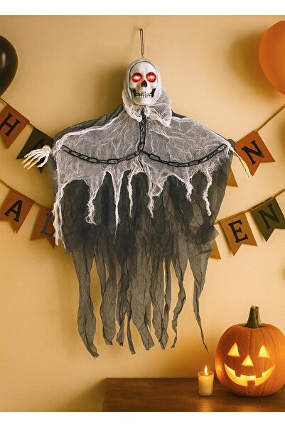 Parti Adresi Cadılar Bayramı Işıklı Kuru Kafa Hayalet Asılabilir Halloween Pa...