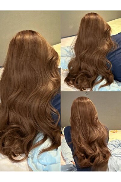 AKOLİFE Kumral Yarımay Çıtçıt Postiş Saç - Gerçek SAÇ Dokusu Fön Maşa Uygulanabilir