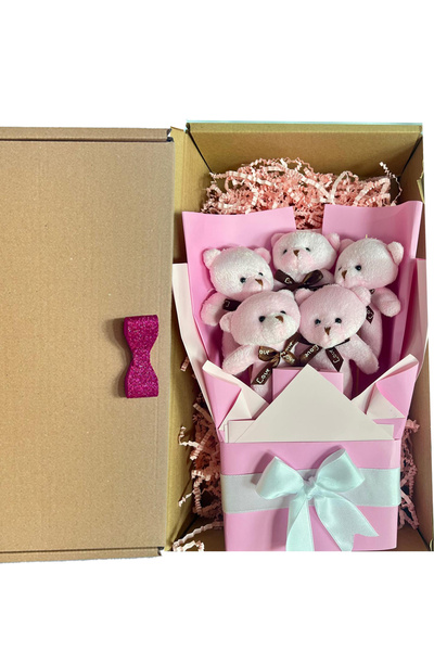 Solemia Pink Plush Teddy Bear Bouquet with Heart Balloon Teddy Bear – Special Gift Set