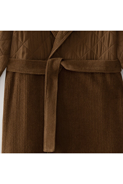 Ecocotton Hüma Men's Bathrobe 100% Cotton Quilted Brown