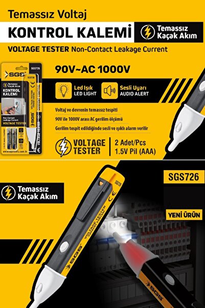BİTERSE Temassız Voltaj Kontrol Kalemi Kaçak Akım Tespit Kalemi SGS726