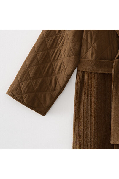 Ecocotton Hüma Men's Bathrobe 100% Cotton Quilted Brown