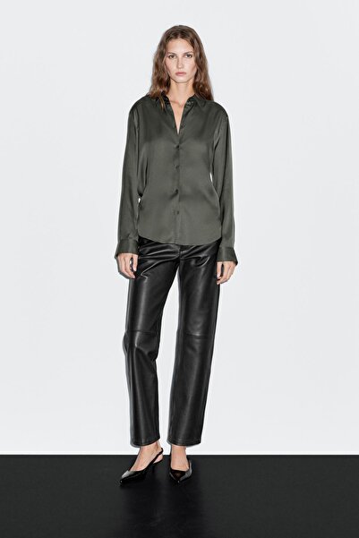 Massimo Dutti Dökümlü saten gömlek