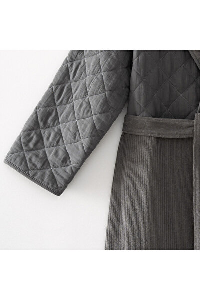 Ecocotton Hüma Men's Bathrobe 100% Cotton Quilted Anthracite