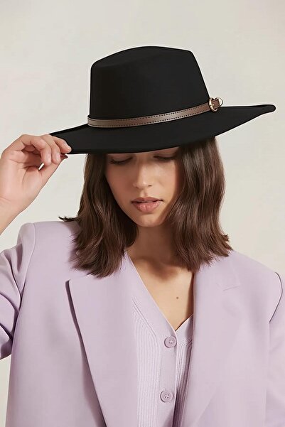 Külah قبعة دائرية سوداء للنساء