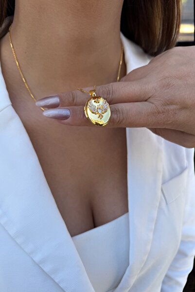 Utku Kuyumculuk 22 AYAR ÇERÇEVE MADALYON ALTIN KOLYE