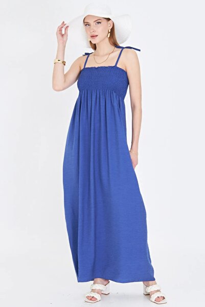 KaSheHa İndigo Kalın Askılı Üstü Gipeli Elbise 140 Cm