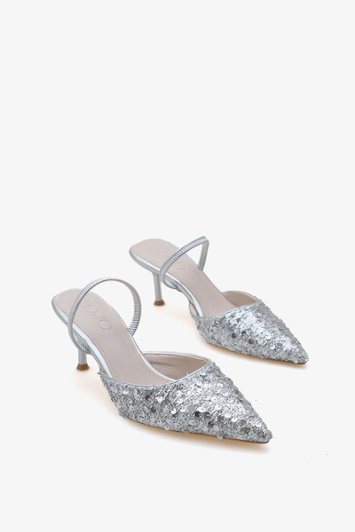 LOJO Kadın stiletto sivri burun pullu topuklu ayakkabı Verona