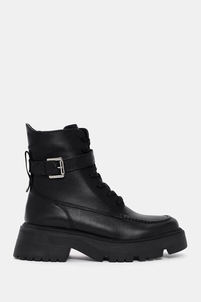 Bestyle Hank Kadın Siyah Gerçek Deri Tokalı Postal Bot