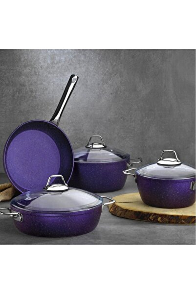 Kütahya Porselen Pearl 7-Piece Cookware Set - Granite Dark Purple