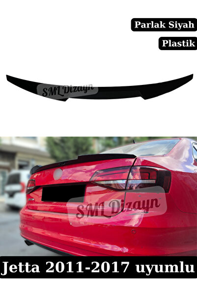 SML Dizayn Volkswagen Jetta Mk6 Spoiler 2011-2017 Parlak Siyah Jetta Bagaj-Üs...