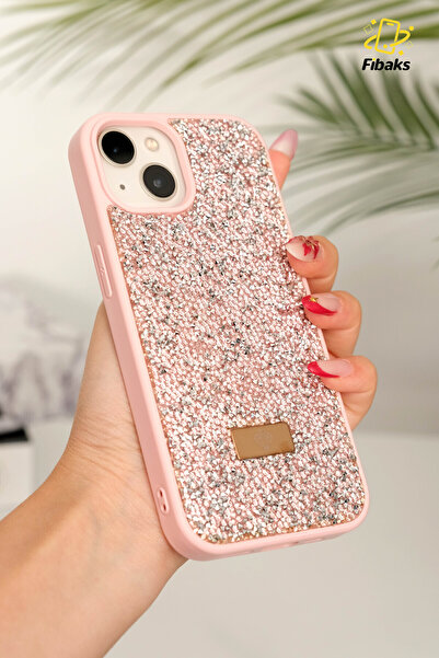 Fibaks Apple iPhone 14 Plus-15 Plus Case with Velvet Diamond Design Inside Sparkling Diamond Silicone Cover