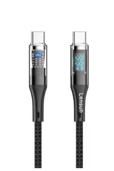 LENSUN DİJİTAL GÖSTERGELİ 27W 1.M Type-C to Type-C Örgülü Hızlı Şarj ve Data Kablosu L-NU1