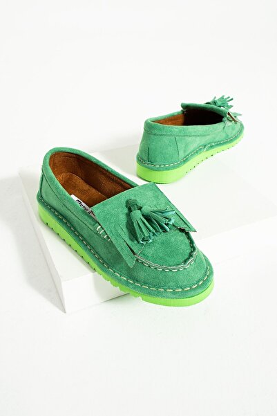 Bestyle Green Tasseled Simon Women's Loafer