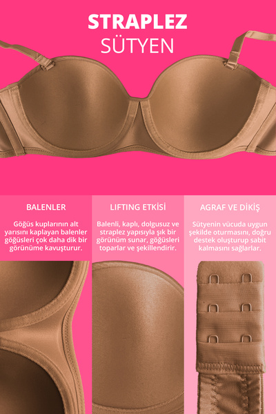 Cottonhill Underwire Gathering Strapless Bra Without Padding 2 Pack-3