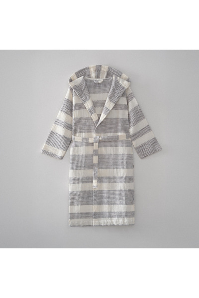 Ecocotton Ікра Пештемал Жіночий халат 100% органічна бавовна жакардова сіра