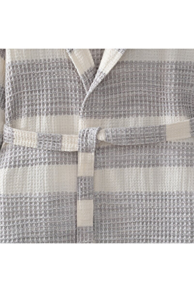 Ecocotton İkra Peshtemal Women's Bathrobe 100% Organic Cotton Jacquard Gray