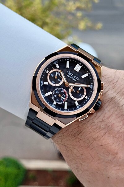 Ferrucci 43 Mm Kadranı Bakır Kordonu Siyah Renk 24 Ay Garantili Göstergeleri ...