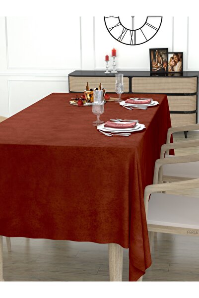 Perle Daily Series Kadife Dokulu Tarçın Rengi Masa Örtüsü