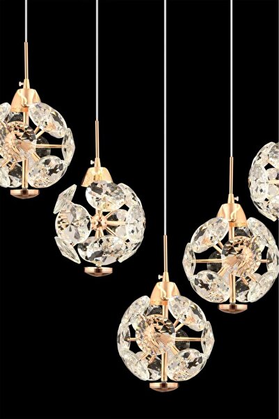 İstanbul Avize İstanbul Avize Dali Yemek Masası 5'li Gold 3 Renk Ledli Modern Led Avize