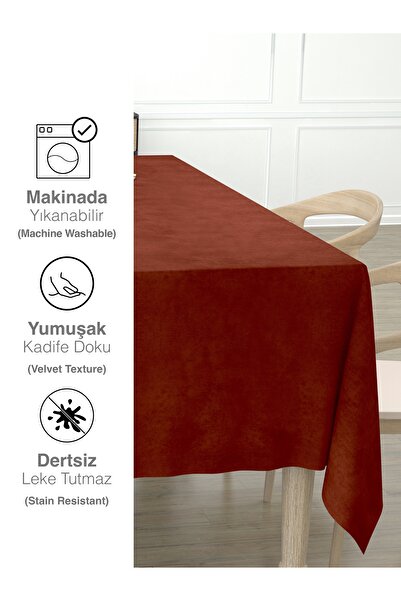Perle Daily Series Kadife Dokulu Tarçın Rengi Masa Örtüsü