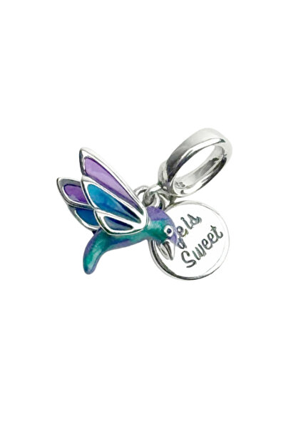 Fubena سحر فضي ملون مع معلقة على شكل طائر الطنان