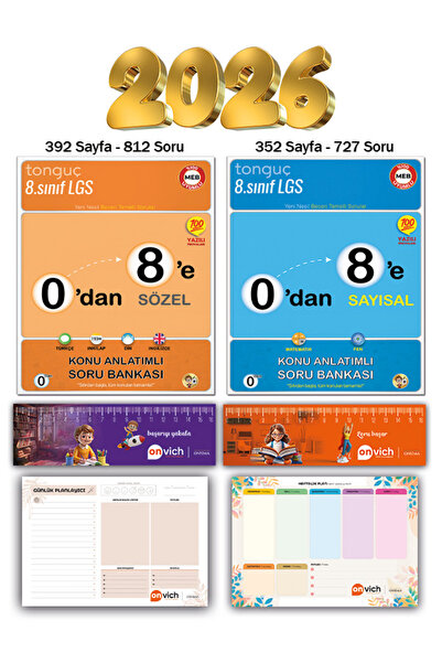 Tonguç Yayınları 8. Sınıf 0 dan 8 e Konu Anlatımlı Soru Bankası Tüm Dersler S...
