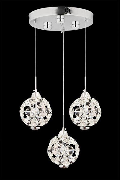 İstanbul Avize İstanbul Avize Dali 3'lü Gümüş 3 Renk Ledli Modern Led Avize