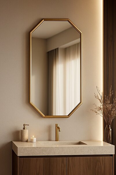 MKS Design 60x90 Köşegen Ayna / Asimetrik Duvar Dekoru / Asimetrik Ayna / Konsol Aynası / Düzensiz Ayna