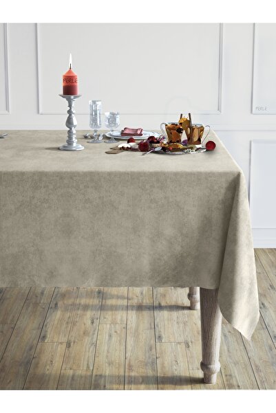 Perle مفرش المائدة ذو اللون الكتاني المخملي من سلسلة Daily Series