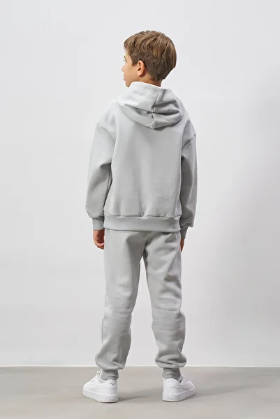 Minipodyum Kangaroo Pocket Hooded Boys Bottom Top Tracksuit Set