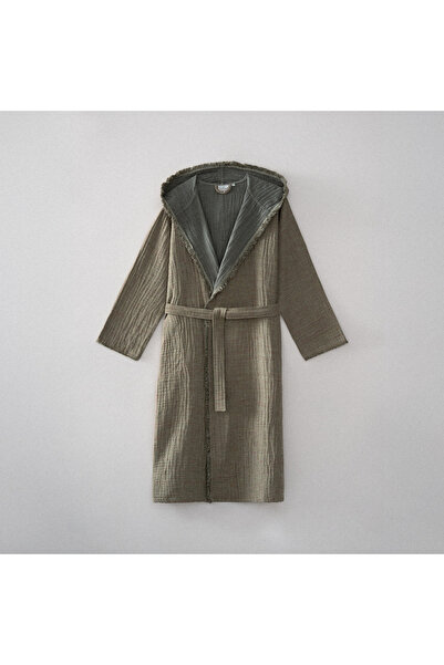 Ecocotton Муна Чоловічий халат - Зелений-Темно-зелений, 100% органічна бавовн...