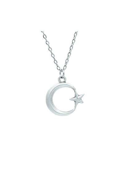 Bu Farklı Ay Yıldız Kolye Deri Ip Kolye Gümüş Kaplama Erkek Kadın Kolye