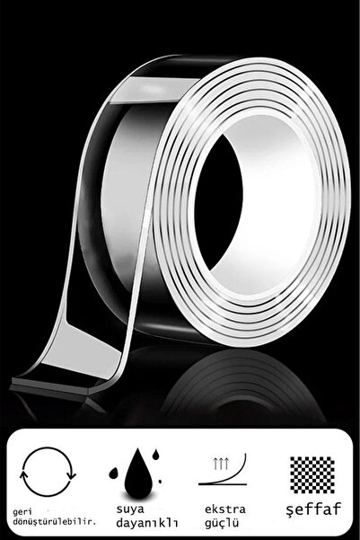 Duffa 3 Metre Çift Taraflı Nano Bant, Süper Güçlü Bant Extra Güçlü Duvar Çerç...