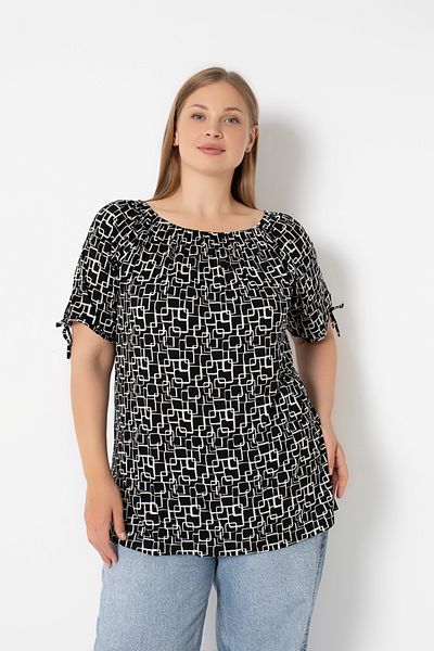 Orly More Viscose Fabric Large Size Elastic Boat Neck Mother Combed Cotton Blouse