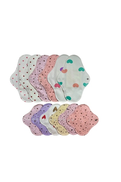 Ponped Bamboo Washable Natural Women's Pads 12 Pcs (Normal - Daily) Mixed Color